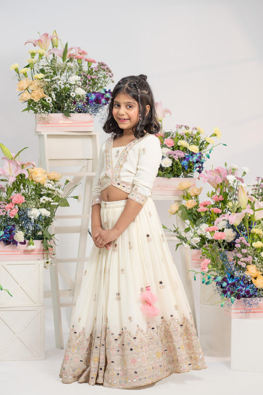 Stunning Embroidered Top And Lehenga