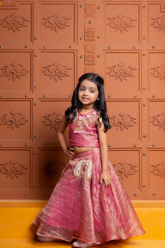 Handcrafted Tissue Silk lehenga choli – a perfect festive pick for your little princess! - Kirti Agarwal