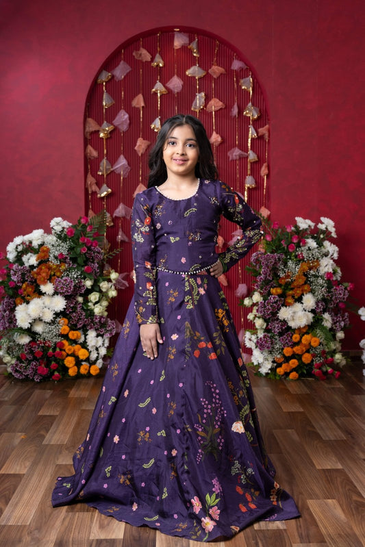 Peplum Perfection: A stunning floral - printed peplum top with a matching lehenga for a regal yet trendy look! - Kirti Agarwal