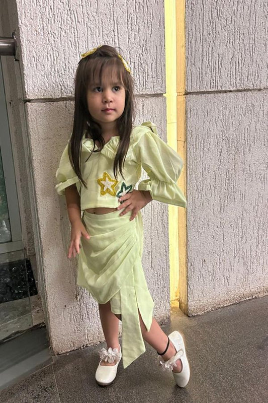 Star embroidered Crop top with Skorts - Kirti Agarwal