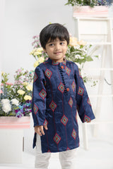 Patch Pocket Detail Blue Kurta And Pyjama