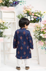 Patch Pocket Detail Blue Kurta And Pyjama