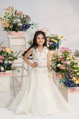 Elegant Handwork Embroidered Ivory Top With Flowing Lehenga And Statement Floral Latkan Detail