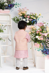 Patch Pocket Kurta With Open Jacket And Pyjama