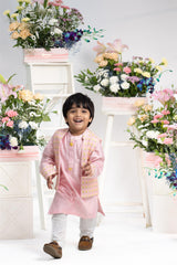 Patch Pocket Kurta With Open Jacket And Pyjama