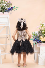 Halter Neck Fur Top And Gorgeous Dual-Tone Panelled Lehenga