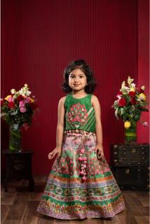 Elegant Lace Detailed Top And Printed Lehenga