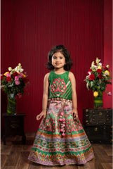 Elegant Lace Detailed Top And Printed Lehenga