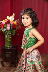 Elegant Lace Detailed Top And Printed Lehenga