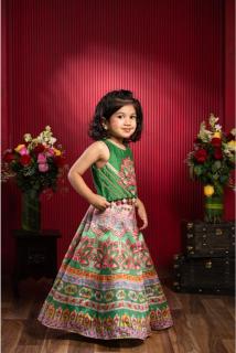 Elegant Lace Detailed Top And Printed Lehenga