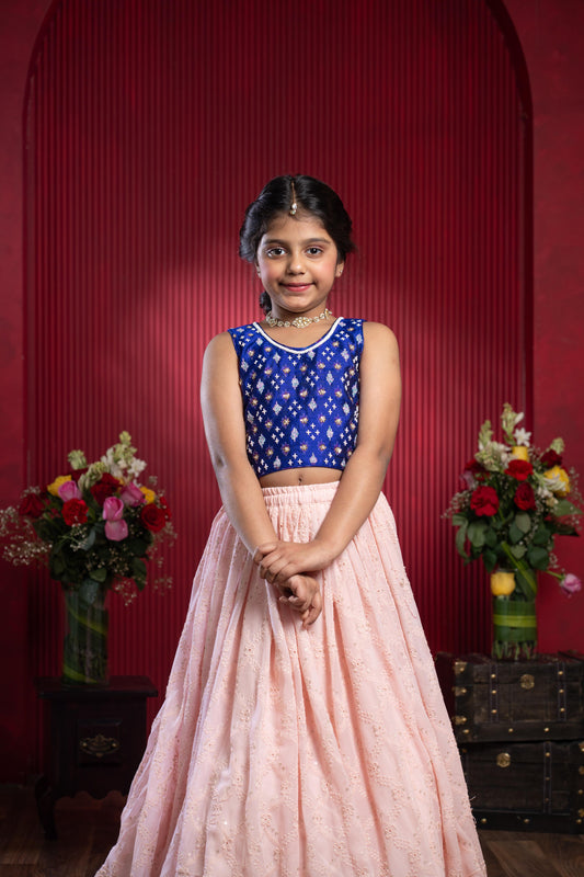 Royal Blue & Blush Lehenga Set