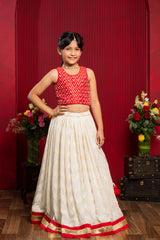 Red & Ivory Festive Lehenga Set – Timeless Tradition with a Modern Spark