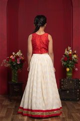 Red & Ivory Festive Lehenga Set – Timeless Tradition with a Modern Spark