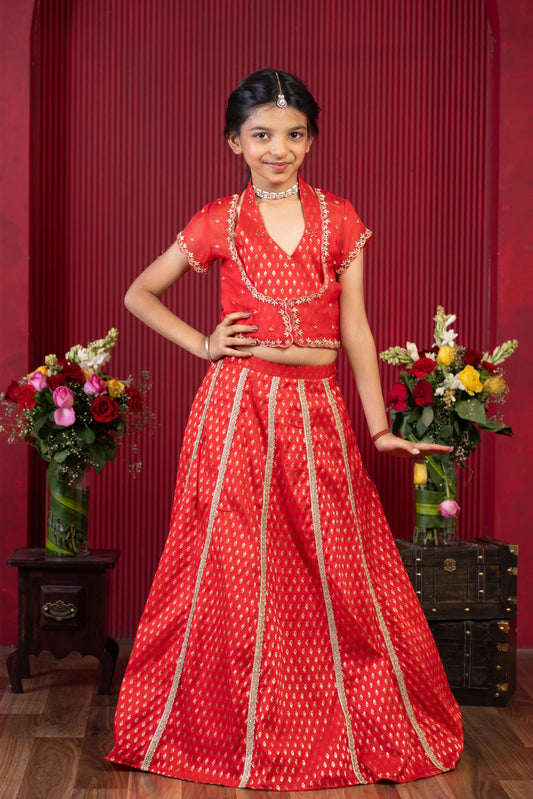Royal Red & Gold Embroidered Lehenga Set – A Timeless Festive Classic for Young Divas
