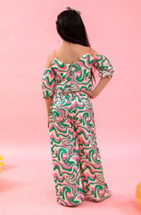 Heart shape crop top with wavy print pants - Kirti Agarwal