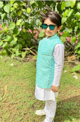 Zipped Embroidered Jacket with Kurta and Pyajama - Kirti Agarwal