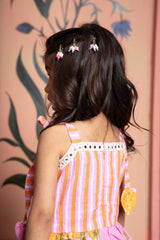 Add a burst of sunshine with this cheerful floral peplum top and pant co - ord set for girls - Kirti Agarwal