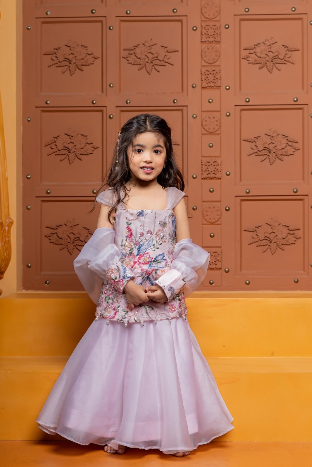 Beautiful Pink Sequin Embroidered Top With Detachable Sleeves And Flared Lehenga - Kirti Agarwal