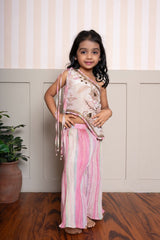 Beige Embroidered Top With Crush Tissue Palazzo - Kirti Agarwal