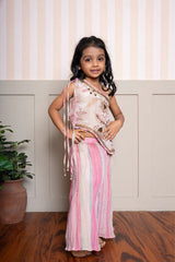 Beige Embroidered Top With Crush Tissue Palazzo - Kirti Agarwal