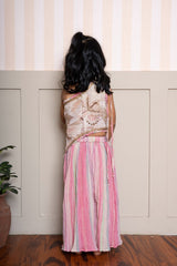 Beige Embroidered Top With Crush Tissue Palazzo - Kirti Agarwal