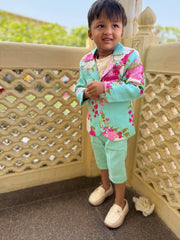 Bloom in style with this mint floral blazer set – a cheerful pick for your little trendsetter! - Kirti Agarwal