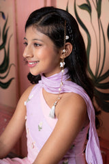 Blush pink embroidered sharara set with lavender dupatta — elegance crafted for festive flair. - Kirti Agarwal