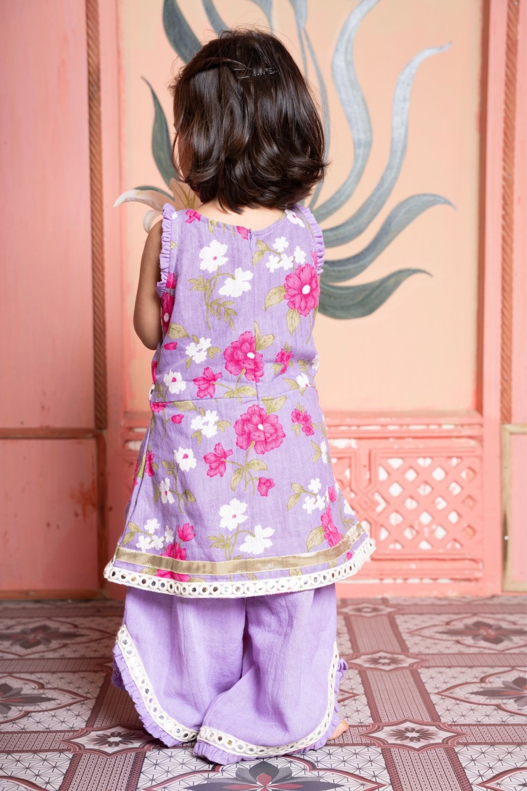 Charming lavender floral set with tassel kurti and flared pants—perfect for festive twirls! - Kirti Agarwal