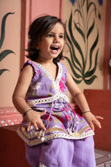 Charming lavender floral set with tassel kurti and flared pants—perfect for festive twirls! - Kirti Agarwal