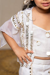 Chic and Elegant - white top with pants and Jacket - Kirti Agarwal