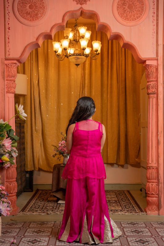 Chic Magenta Indo - Western Set with Embroidered Jacket – Perfect for Festive Flair! - Kirti Agarwal