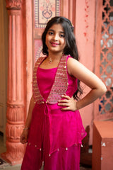 Chic Magenta Indo - Western Set with Embroidered Jacket – Perfect for Festive Flair! - Kirti Agarwal