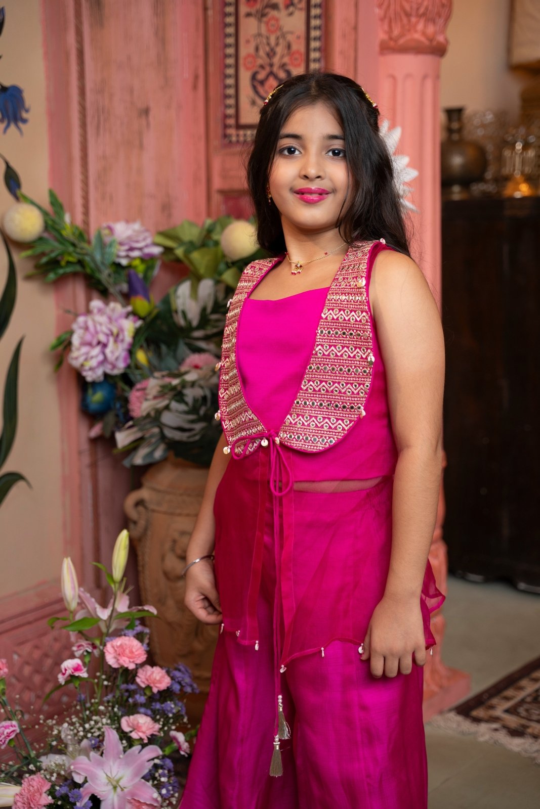 Chic Magenta Indo - Western Set with Embroidered Jacket – Perfect for Festive Flair! - Kirti Agarwal