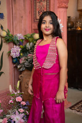 Chic Magenta Indo - Western Set with Embroidered Jacket – Perfect for Festive Flair! - Kirti Agarwal