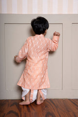 Classic peach embroidered kurta with dhoti – a perfect blend of charm and tradition - Kirti Agarwal