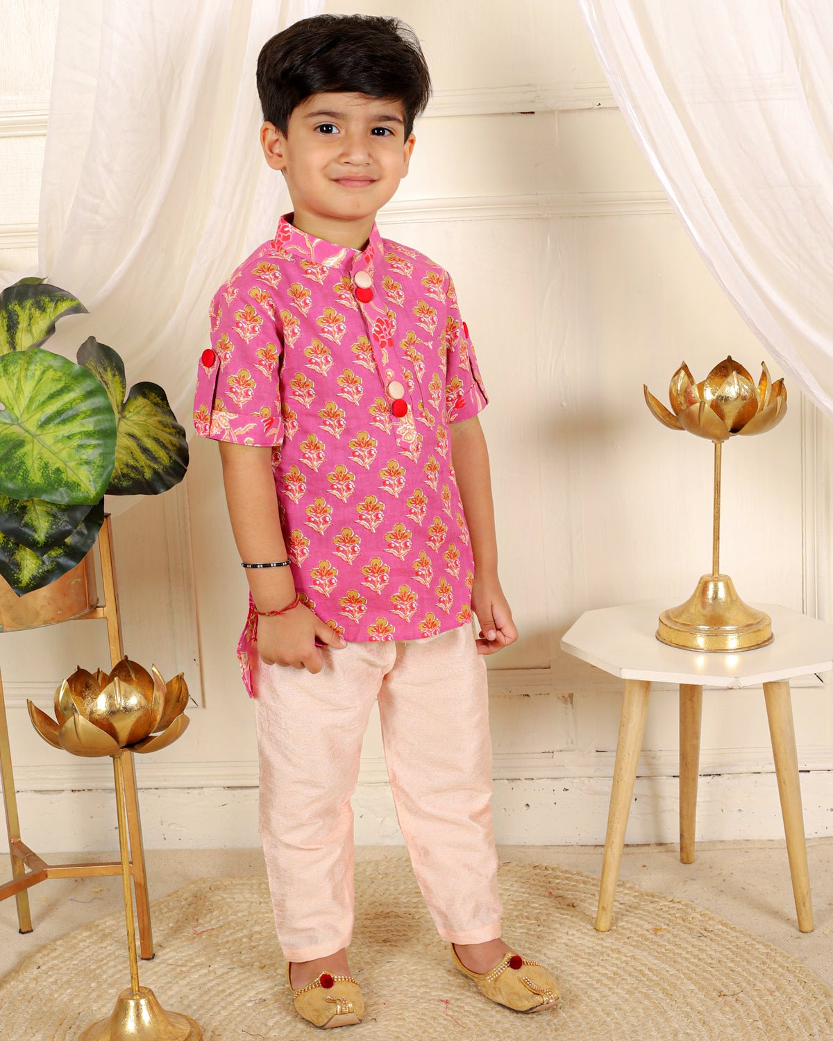 Cotton print jacket style kurta with pyjama - Kirti Agarwal