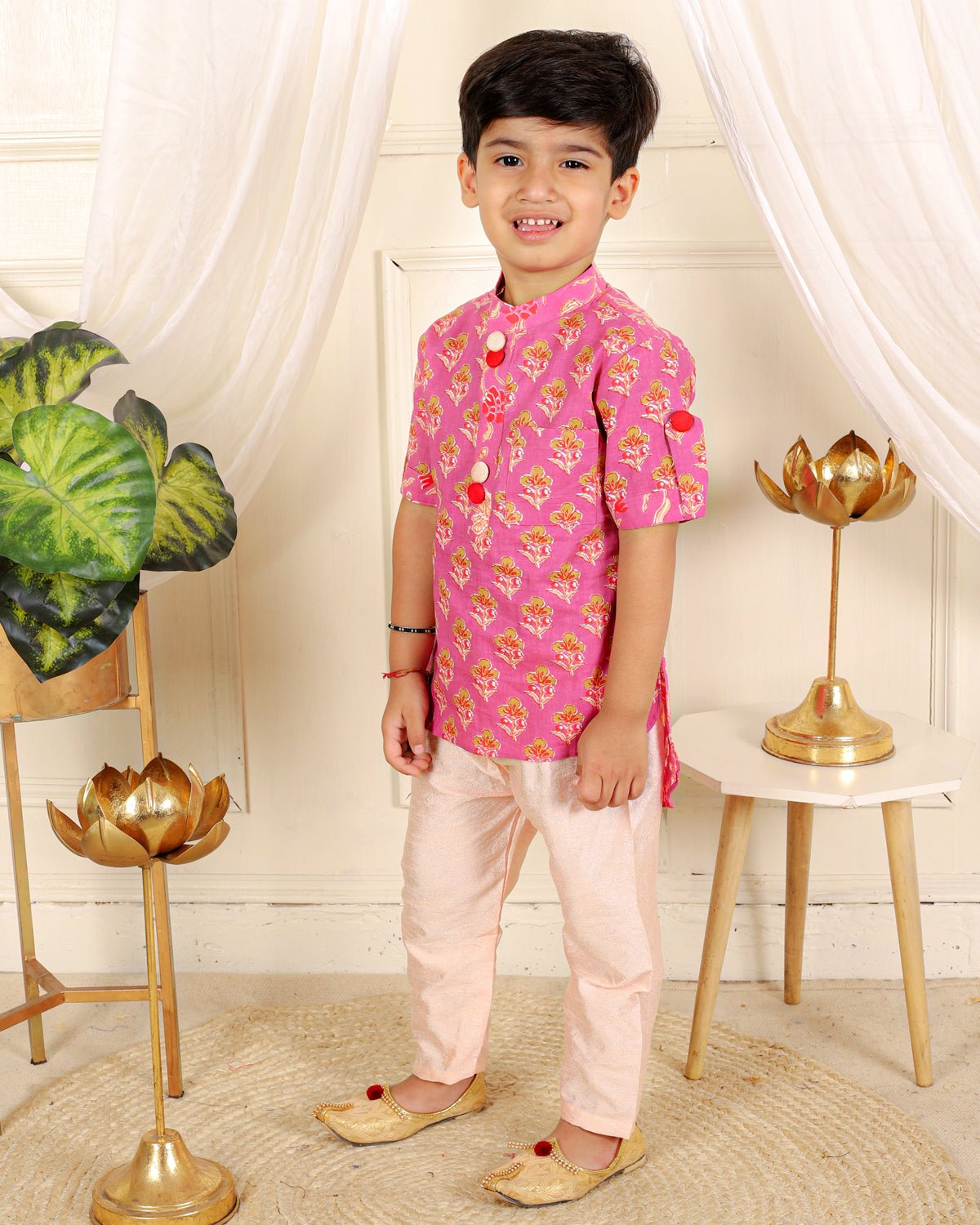 Cotton print jacket style kurta with pyjama - Kirti Agarwal