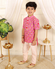 Cotton print jacket style kurta with pyjama - Kirti Agarwal