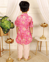 Cotton print jacket style kurta with pyjama - Kirti Agarwal