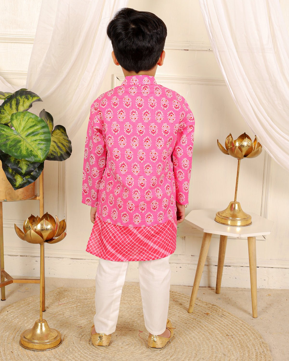 Cotton print jacket style kurta with pyjama - Kirti Agarwal