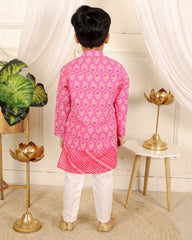 Cotton print jacket style kurta with pyjama - Kirti Agarwal