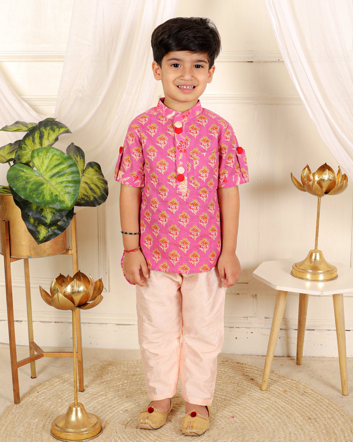 Cotton print jacket style kurta with pyjama - Kirti Agarwal