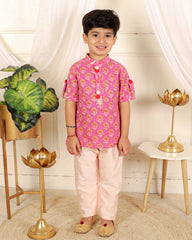 Cotton print jacket style kurta with pyjama - Kirti Agarwal