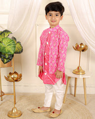 Cotton print jacket style kurta with pyjama - Kirti Agarwal