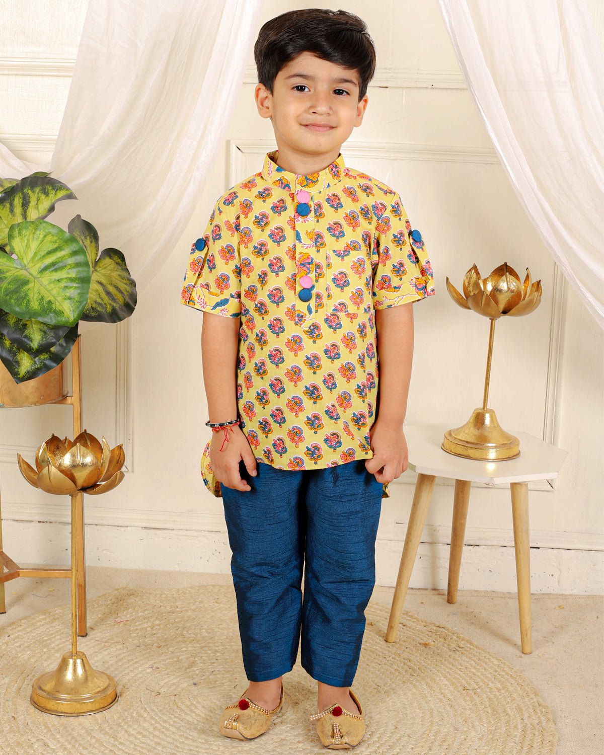 Cotton print kurta with blue pyjama - Kirti Agarwal