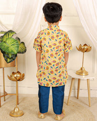 Cotton print kurta with blue pyjama - Kirti Agarwal