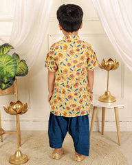 Cotton print kurta with blue pyjama - Kirti Agarwal