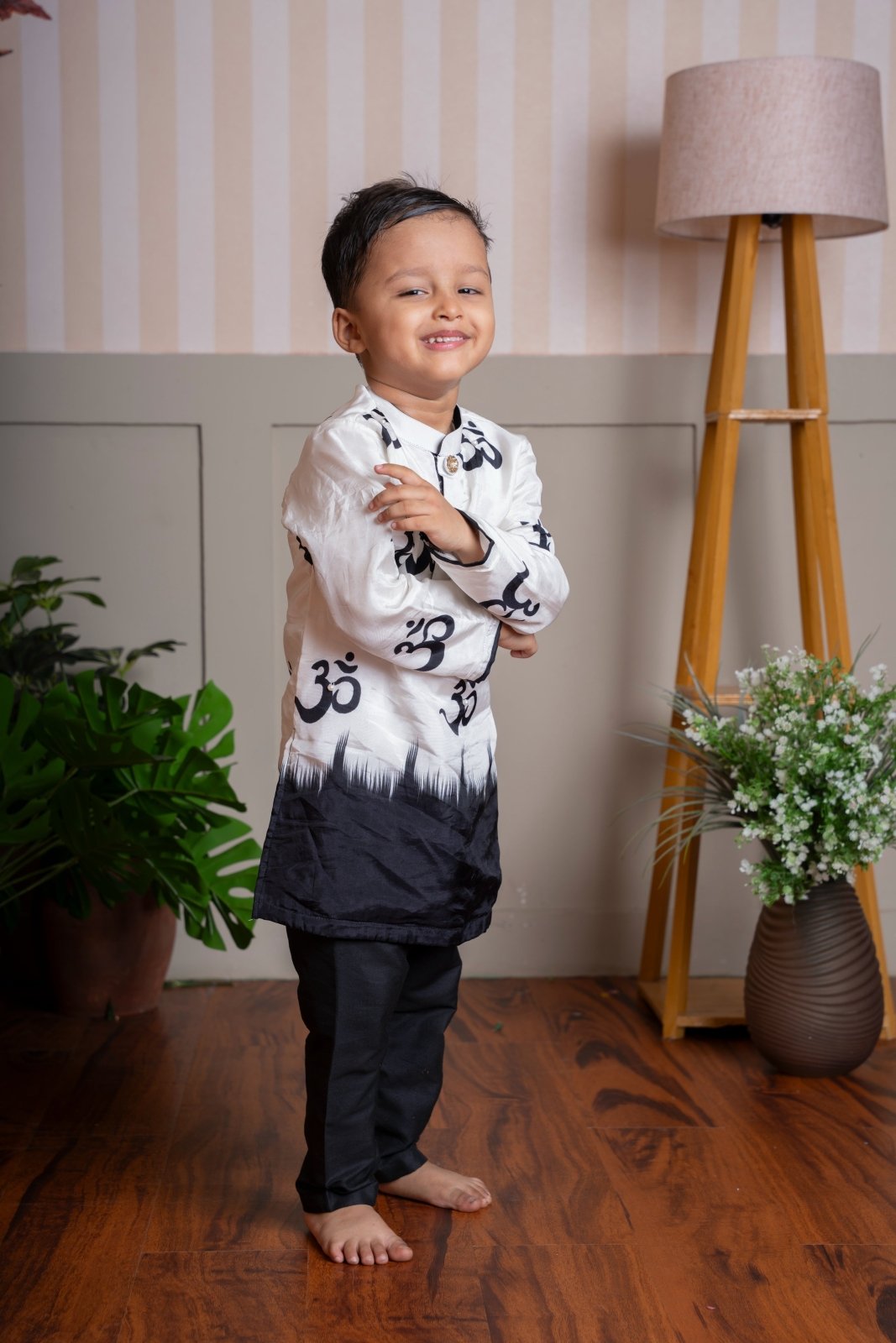 Dual Tone Printed Embellished Kurta And Pyjama - Kirti Agarwal