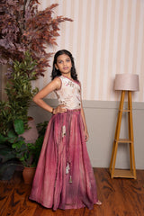 Elegant floral - embroidered top with ombre - dyed flared skirt — a graceful festive ensemble for your little one. - Kirti Agarwal