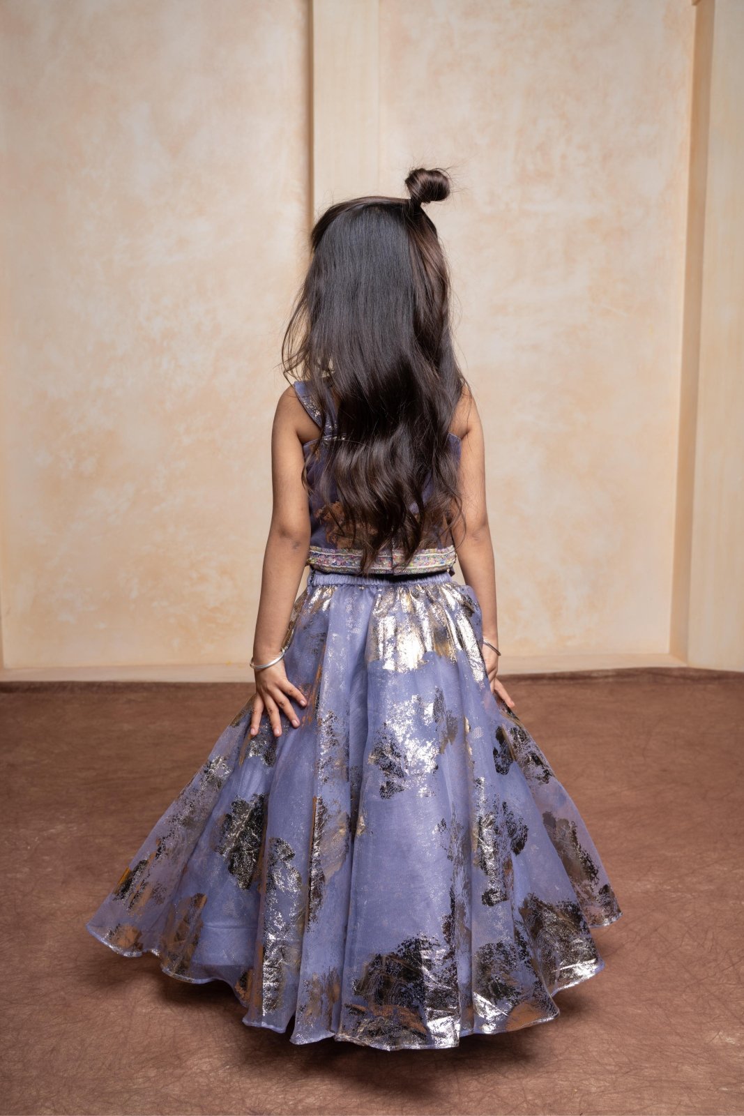 Elegant foil organza lehenga choli with art silk lining – a dazzling festive outfit for your little princess - Kirti Agarwal